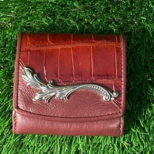 Vintage Brighton Red Croc Embossed Wallet Card Holder Coin Purse